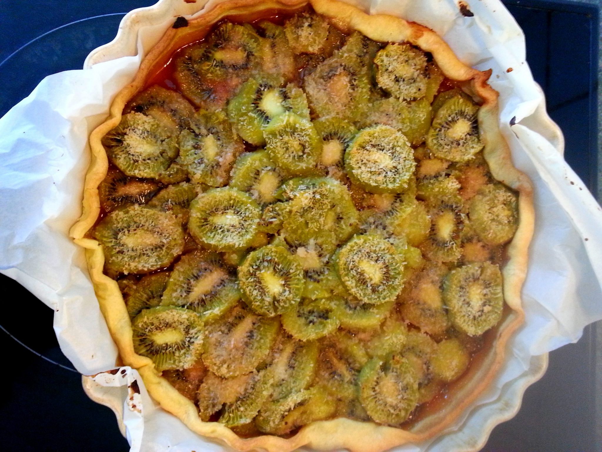 Tarte à la confiture de fraises, kiwis et noix de coco Mes petites